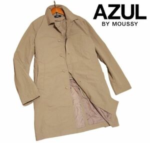 新品! アズールバイマウジー 2WAY 高密度ナイロン ステンカラーコート ベージュ (L) ☆ AZUL BY MOUSSY メンズ ライナー着脱 ロング 茶 ★