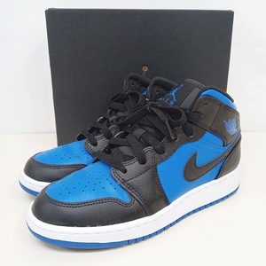 ●古4193【75】　NIKE　ナイキ　スニーカー　GS AIR JORDAN 1 MID　エアジョーダン　キッズ　ジュニア　DQ8423-042　US5Y　23.5cm　箱あり