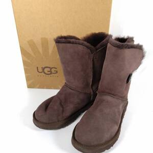 UGG australia アグ ムートンブーツ 25cm ブラウン系 ボタン付きムートンブーツ 箱あり KK0405