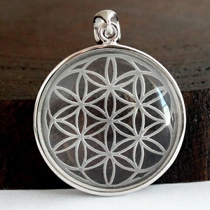 フラワーオブライフ flower of life 神幾何学 生命の花 水晶 クリスタル ペンダントトップ シルバー９２５