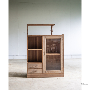 [古家具] 飾り棚 mid-tall glass cabinet/w621 d250 h905/ヴィンテージ キャビネット 収納棚 食器棚 ディスプレイ 木製家具 店舗什器