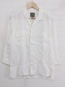 ◇ vital MONSIEUR NICOLE ニコル リネン100% 七分袖 シャツ サイズ46 オフホワイト メンズ P