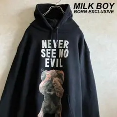 古着 美品 MILK BOY テディベア パーカー 黒 M