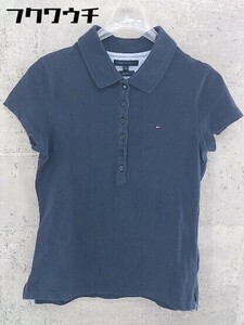 ◇ TOMMY HILFIGER トミーヒルフィガー SLIM FIT 半袖 ポロシャツ サイズM ネイビー系 レディース