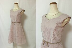 O115新品♪Ferouxフェルゥ♪ウエストリボン付きAラインワンピース7号定価19800円結婚式二次会即決