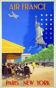 エアフランスポスター Air France Paris New York V.Guerra 1951