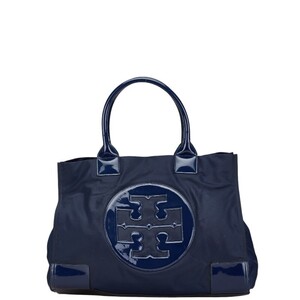 トリーバーチ トートバッグ ネイビー ナイロン パテントレザー レディース Tory Burch 【中古】