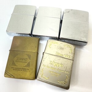 F836▲■ Zippo ジッポ オイルライター 5点セット ロゴ 無地 BRADFORD PA ゴールド シルバーカラー