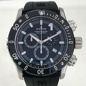 極美品 EDOX エドックス クロノオフショア1 10221-3-NIN クオーツ腕時計 クロノグラフ ブラック ラバーベルト メンズ 質セブン