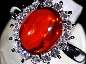 MZ14409SS【1円～】新品【RK宝石】≪opal≫ 極上ファイアオパール 大粒2.97ct!! 極上ダイヤモンド 総計0.6ct Pt900 高級リング ダイヤ