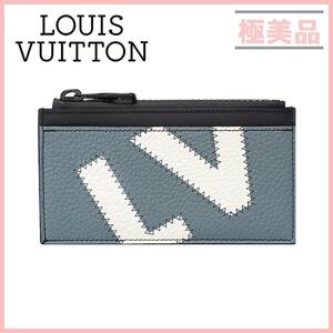 ルイヴィトン M81314 モノグラム LVロゴ コインケース ブルー ホワイト LOUIS VUITTON フラグメントケース ブルー ホワイト イエロー