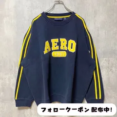 古着 used　80s　1987　AEROPOSTALE　エアロポステール　長袖ワッペン刺繍スウェット　ネイビー　オーバーサイズ