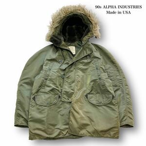 【ALPHA INDUSTRIES】アルファインダストリーズ N-3B ミリタリージャケット フライトジャケット モッズコート USA製 90s ヴィンテージ (L)