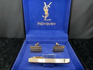 ■新品N■№0689【YSL】サンローラン【ゴールド・シルバー】■カフス＆ネクタイピン タイピン セット♪