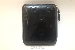 経堂) コムデギャルソン Wallet COMME des GARCONS ラウンドファスナー ポルカドット 財布 ブラック