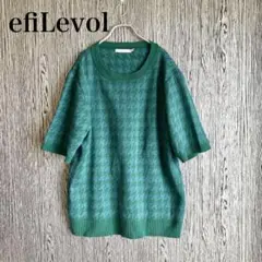 efilevol エフィレボル 千鳥格子 オーバーサイズ ニット Tシャツ