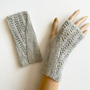 バンブー混 手編み 冷房対策 UV ハンドメイド ハンドウォーマー カバー 指なし手袋