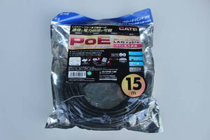 サンワサプライ KB-T6POE-15BK [SANWA CAT6 LANケーブル PoE対応タイプ ブラック 15m]　未開封　パッケージ痛み品