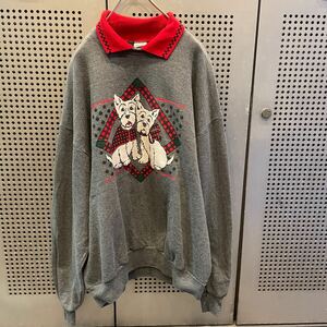 古着　ヴィンテージ　vintage sweat スウェット　トレーナー　ビックサイズ　ファンシー　襟付き　個性派