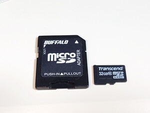 Transcend microSD 32GB トランセンド 完動品 buffalo SDカード変換アダプター付き 