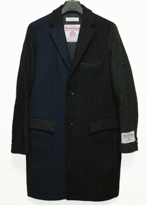 B&Yユナイテッドアローズ × ハリスツイード クレイジーパターン チェスターコート S 定価52,800円 BEAUTY&YOUTH BY HARRIS TWEED.