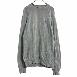 TOMMY HILFIGER コットン ニット セーター L グレー トミーヒルフィガー クルーネック 古着卸 アメリカ仕入 a609-6960