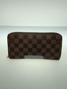 LOUIS VUITTON◆1)ジッピー・ウォレット_ダミエ・エベヌ_BRW/PVC/BRW/レディース