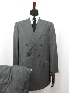 HH超美品 【ブリオーニ Brioni】 ウール素材 ダブル6ボタン スーツ (メンズ) size52 チャコールグレー ストライプ柄 イタリア製 ■27HR3513