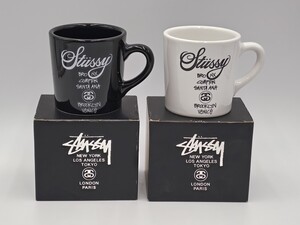 #2239 stussy ステューシー マグカップ 白黒2個セット 箱付 未使用保管品