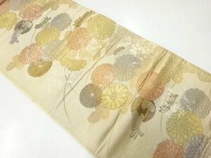 ys6788997; 草花模様織出し袋帯（材料）【アンティーク】【着】