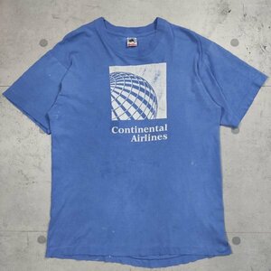 ◆1円スタート◆ FRUIT OF THE LOOM　フルーツオブザルーム　Continental Airlines　コンチネンタル航空　プリントＴ　Lサイズ