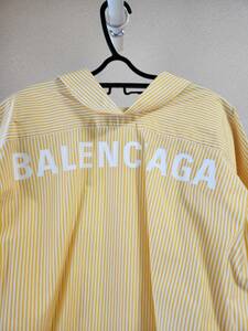 BALENCIAGA　オーバーサイズシャツ　レディース　ストライプ　長袖　黄色　イエロー　32