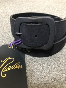 新品 未使用 サイズ36 Needles Square Studs Belt Suede Leather Black ニードルズ スクエア スタッズ ベルト スエード レザー ブラック