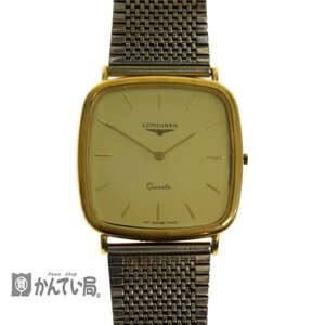 1円～ ジャンク品 LONGINES ロンジン スリム クオーツ時計 140-6452 ゴールドカラー スクエア スリム シンプル 2針 クリックポスト