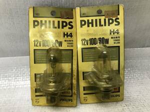 未使用 PHILIPS 高性能 ハロゲンバルブ Halogen Bulb 100/90W H4 競技用 2個 旧車 当時物 希少 12V モタースポーツ 12569B フィリップス