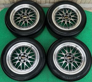 希少美品 鍛造 軽量ホイール BBS LM076 17インチタイヤ/ホイール4本 7.5J+38 5穴 PCD114.3 2020年製 クラウン/カムリ/マークX等 バリ山！！