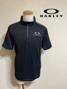 【良品】 OAKLEY オークリー ゴルフ ウェア 切替し ドライ ハーフジップ プルオーバー トップス サイズ2XL 半袖 黒