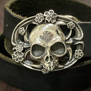 BWL ビルウォールレザー Bill Wall Leather CHERRY BLOSSOM SKULL BELT BUCKLE　スカル　ベルト　バックル　桜　