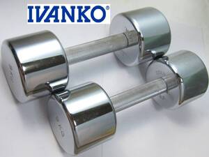 定価34650円 IVANKO クロームダンベル 回転式 ９kg×２ ペア 計１８kg イヴァンコ イバンコ ホームジム 筋トレ 中古 傷あり 美品