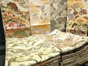 平和屋本店■アンティーク 大正ロマン 袋帯 丸帯 まとめて 30点 レトロ 鳳凰 鶴 鷹 風景 松竹梅 花柄 楽器 未使用品あり 全て正絹 ppp1421