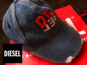 ●高級 美品 DIESEL ディーゼル ロゴ 刺繍 デニム キャップ CAP ダメージ メンズ レディース 即決 即納 55dsl ヴィンテージ y2k●838