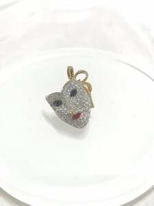 ■【YS-1】 状態良好 ■ Swarovski スワロフスキー ■ ビンテージ パヴェ ブローチ アバンギャルド マスク 【同梱可能商品】■D