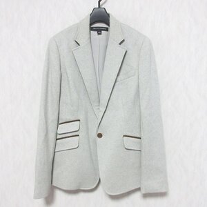 美品 RALPH LAUREN ラルフローレン ブラックレーベル 裏地シルク レザーパイピング 1B シングルジャケット 8 170/96A グレー ◆