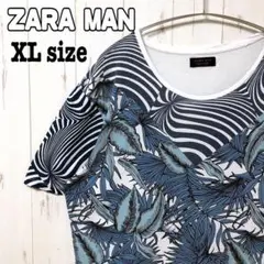 ZARA MAN ザラ　切り替え　ボタニカル　Tシャツ 半袖　XLサイズ　古着