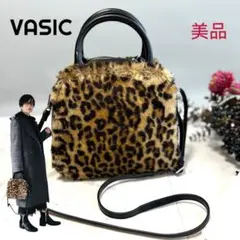 美品　VASIC レオパード　エコファー　本革　ショルダーバッグ　2WAY