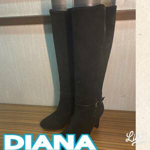 靴 ◆ DIANA ◆ ロング ブーツ ２１．５ｃｍ　ＢＬＡＣＫ　スエード ◆ ダイアナ ◆ レディース シューズ