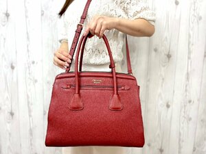 極美品 PRADA プラダ トートバッグ ショルダーバッグ バッグ レザー 赤系 A4収納可 2WAY 75272