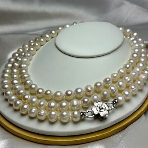 天然無調色本真珠ネックレス120cm 8-9mm パールネックレス necklace Pearl jewelry ロングネックレス