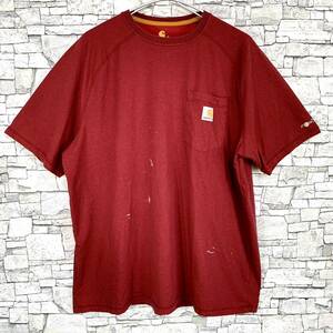 Carhartt カーハート ロゴポケット半袖Tシャツ カットソー FORCE RELAXED FIT レッド XL