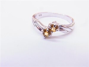 ◎ シルバーアクセサリー ◎　レディース　リング　オレンジ系カラーストーン 　925刻印　約14号　約2.1ｇ 　指輪　◎USED